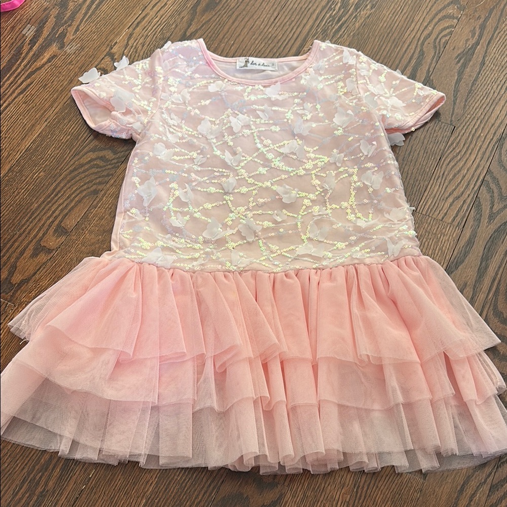 Pink Ruffled Dress with Sequin Details